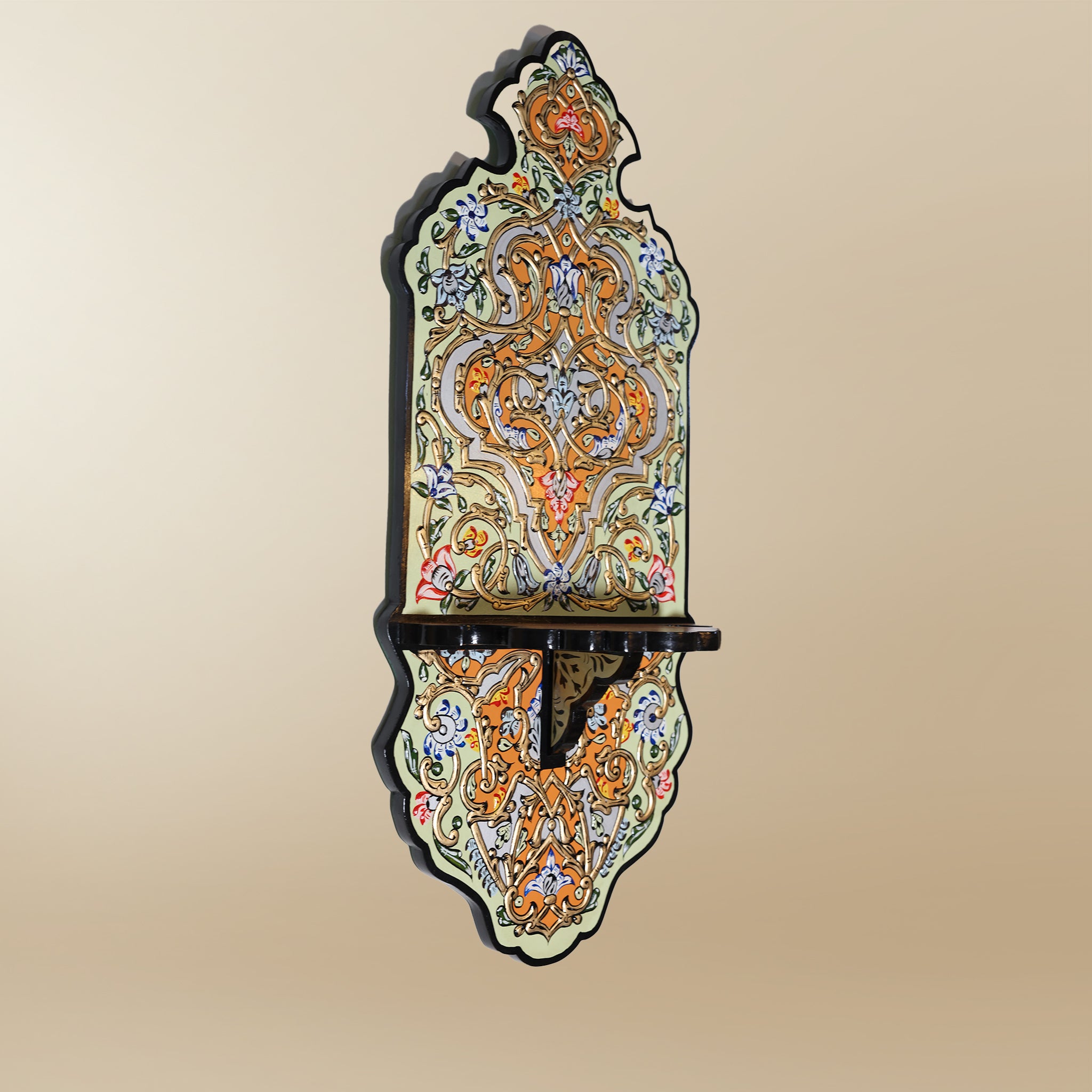 Damascene Palmette Wall Panel – Hand-Painted Arabesque Design
