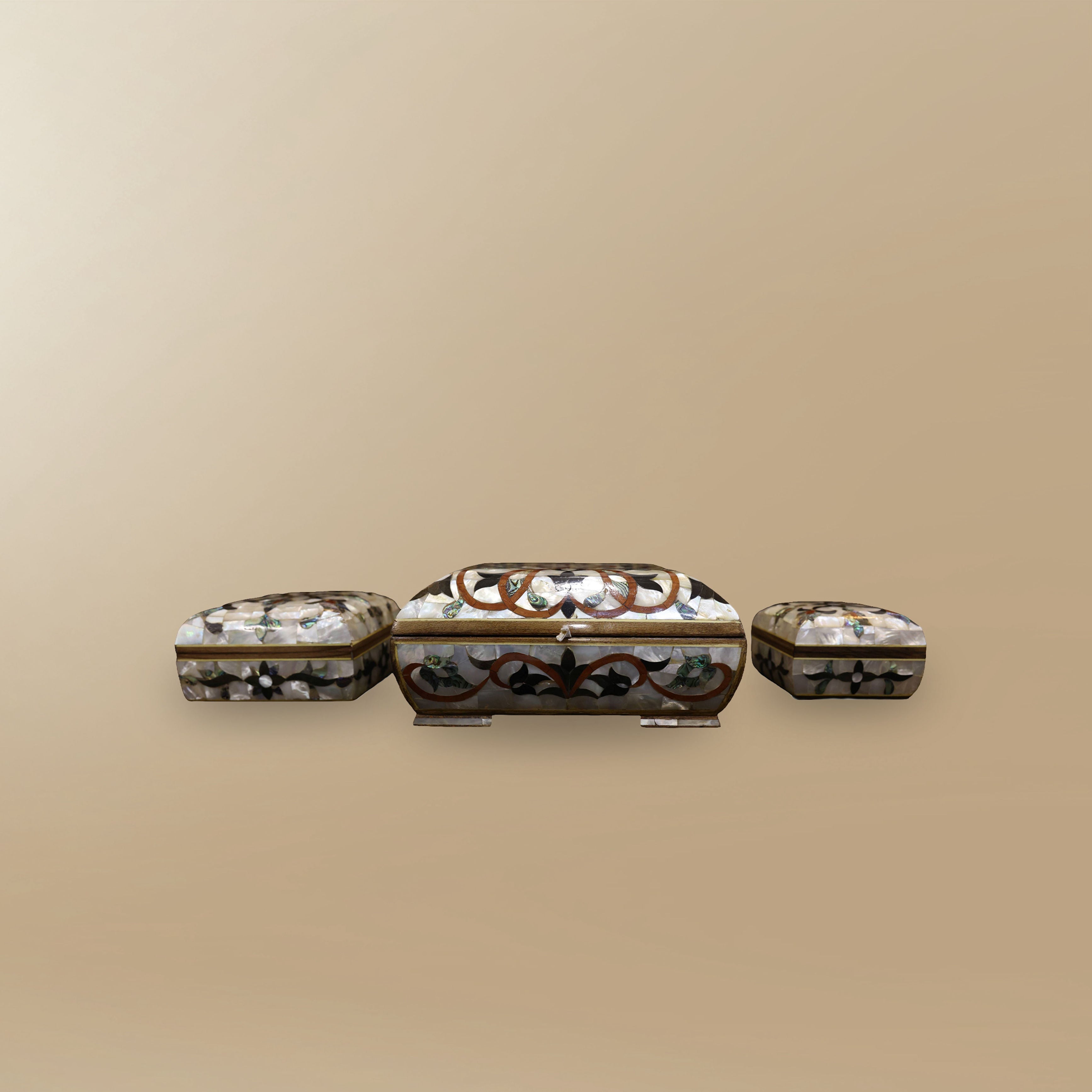 Mother of Pearl Floral Jewelry Chest Set (3-Piece Collection)