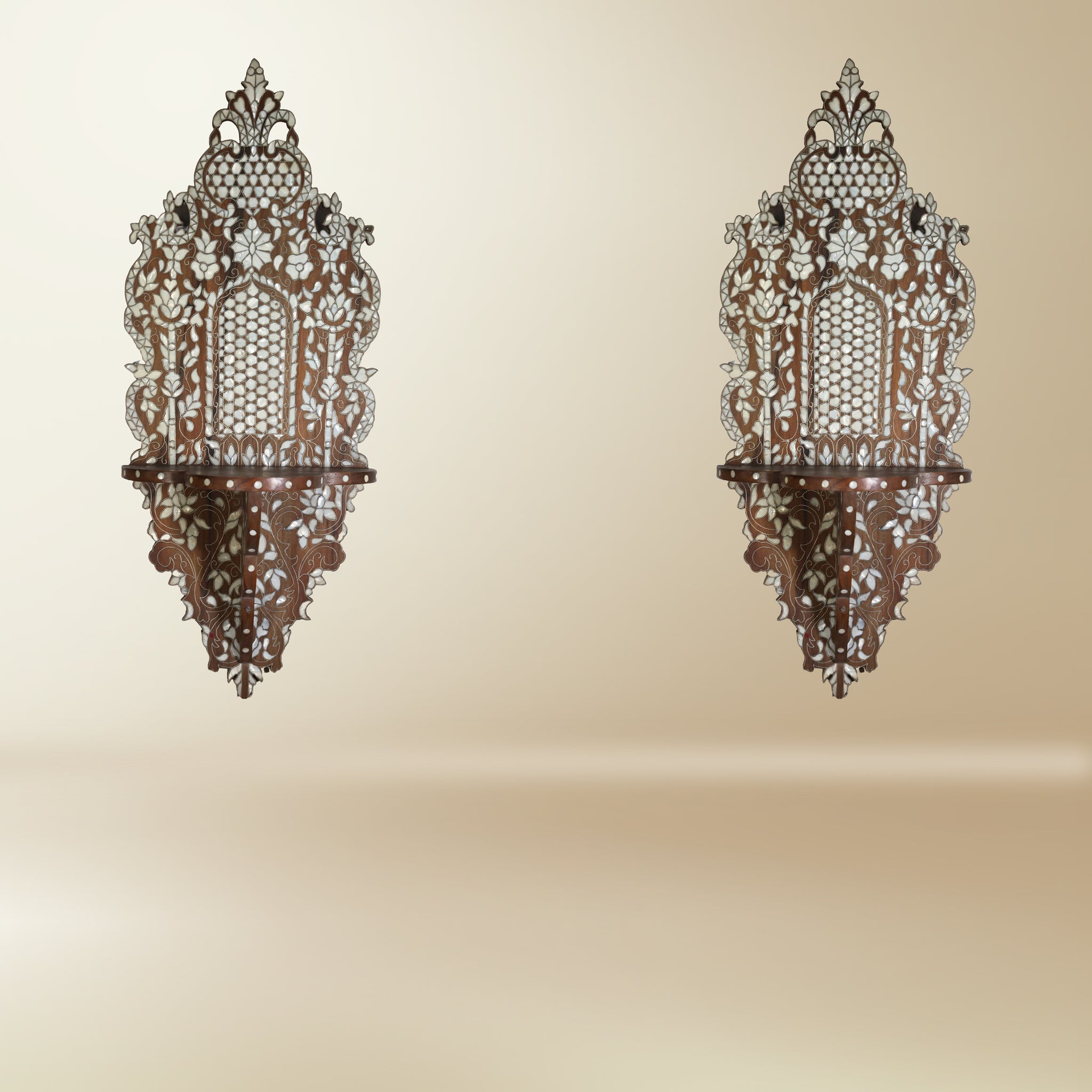 Damascene Lotus Wall Panel – Mother-of-Pearl Inlay