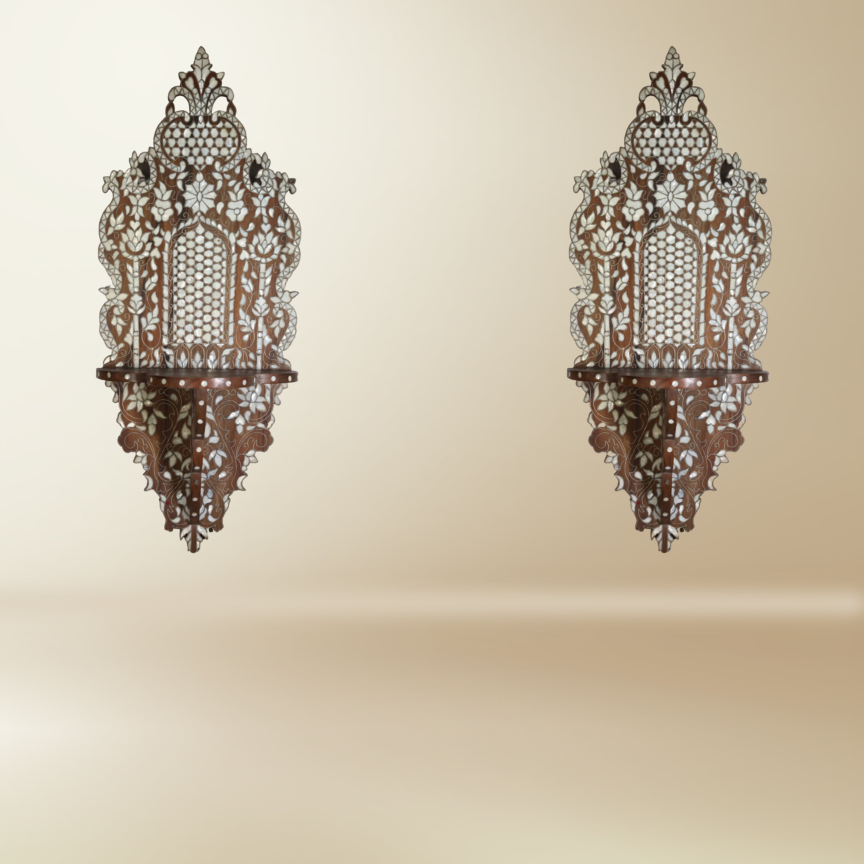 Damascene Lotus Wall Panel – Mother-of-Pearl Inlay