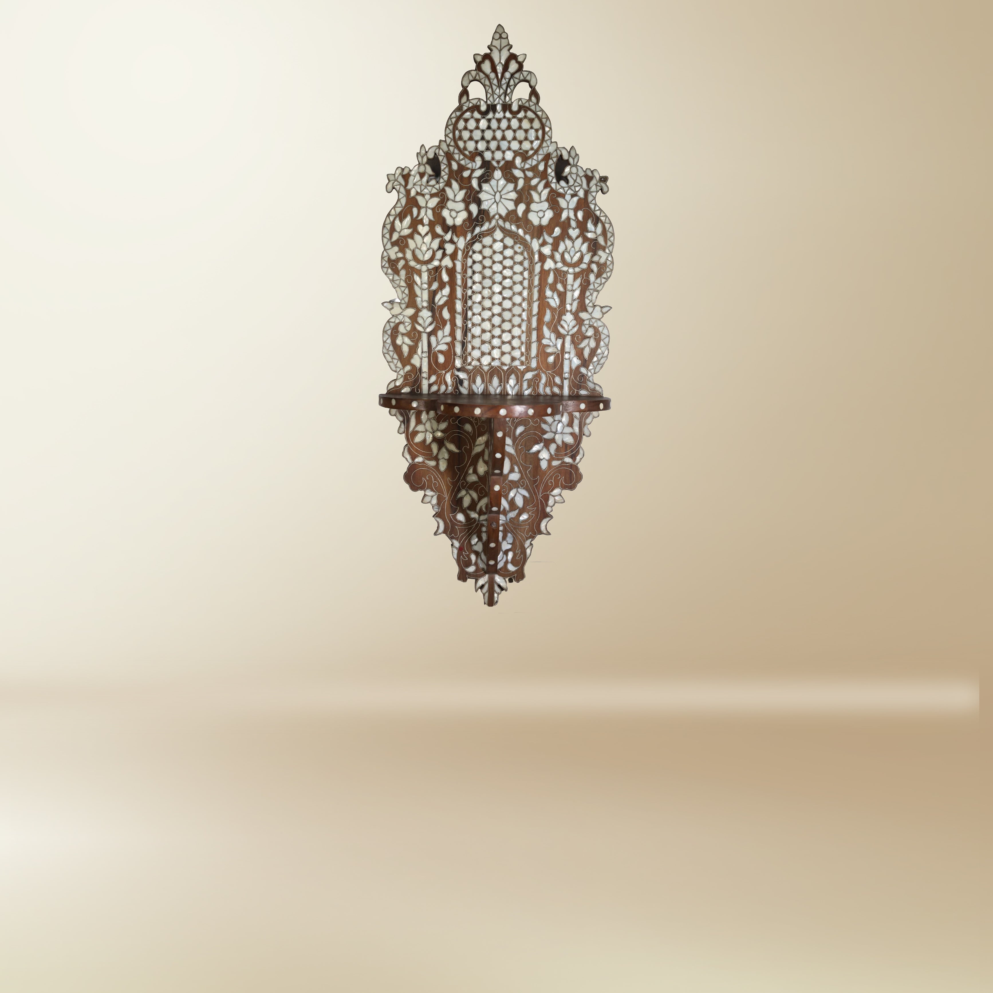 Damascene Lotus Wall Panel – Mother-of-Pearl Inlay