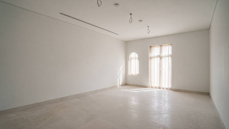 Empty villa room before Dervinova ajami fit-out, UAE